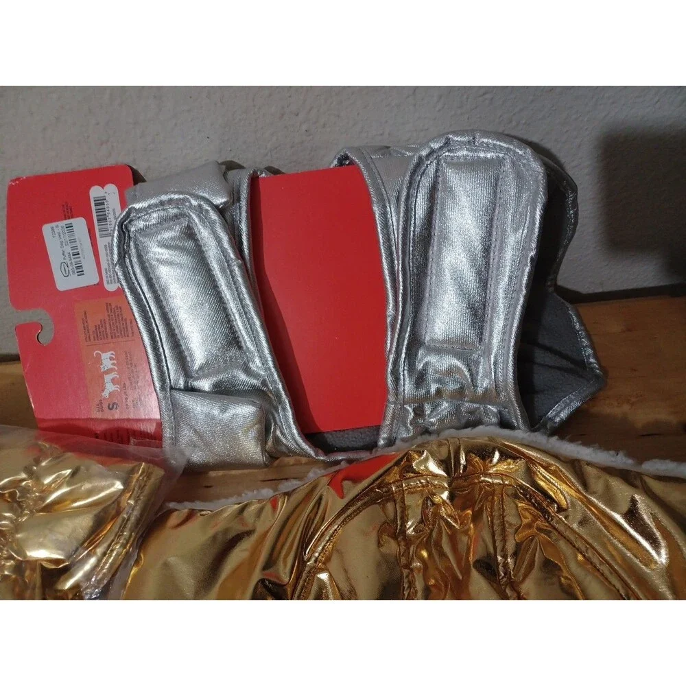 Boots & Barkley Dog Size S up 2 20lb 2 Metallic Gold Silver Puffer Coat + Hat